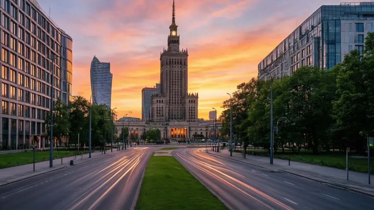 Co się dzieje w Warszawie teraz? Najnowszy kalendarz wydarzeń 2026 Widok nowoczesnej panoramy Warszawy i Pałacu Kultury i Nauki, ilustrujący co się dzieje w Warszawie teraz.