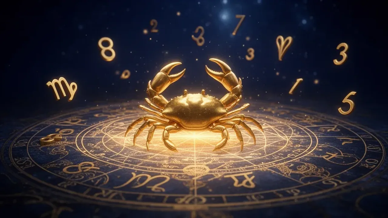 Horoskop dzienny rak sennik: Twój znak zodiaku na 31 marca 2026 Ilustracja przedstawiająca horoskop dzienny rak sennik z symbolem kraba i fazami księżyca.
