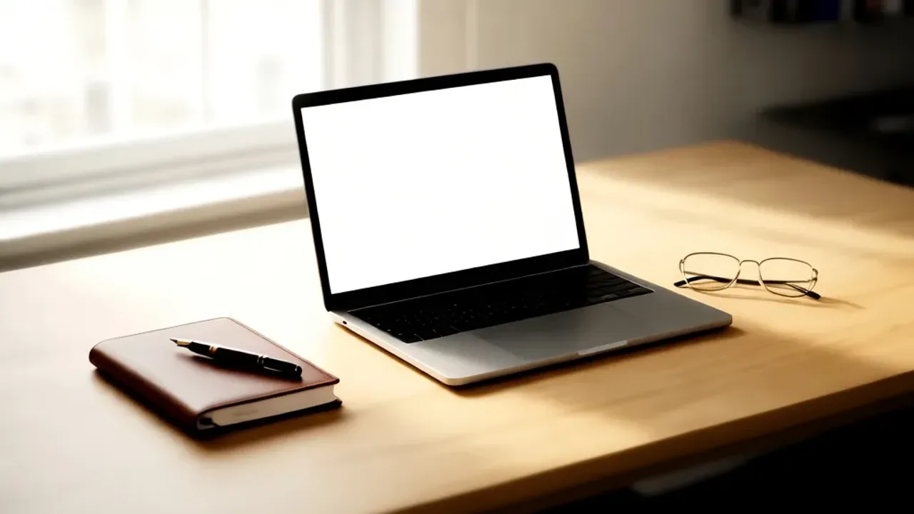 Jak napisać prośbę o spotkanie z nauczycielem: e-mail i szablon Laptop na szkolnym biurku z otwartym e-mailem jako wskazówka, jak napisać prośbę o spotkanie z nauczycielem.
