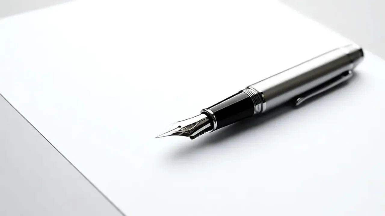 List formalny angielski: praktyczne wskazówki jak napisać list po angielsku Profesjonalny list formalny angielski na papierze z piórem na biurku.
