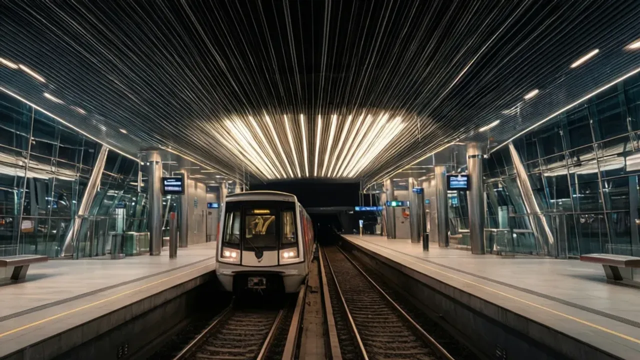 Metro warszawa stacje: przewodnik po stacji, linii M1 i składach metra Nowoczesne, puste wnętrze stacji metra w Warszawie – metro warszawa stacje.
