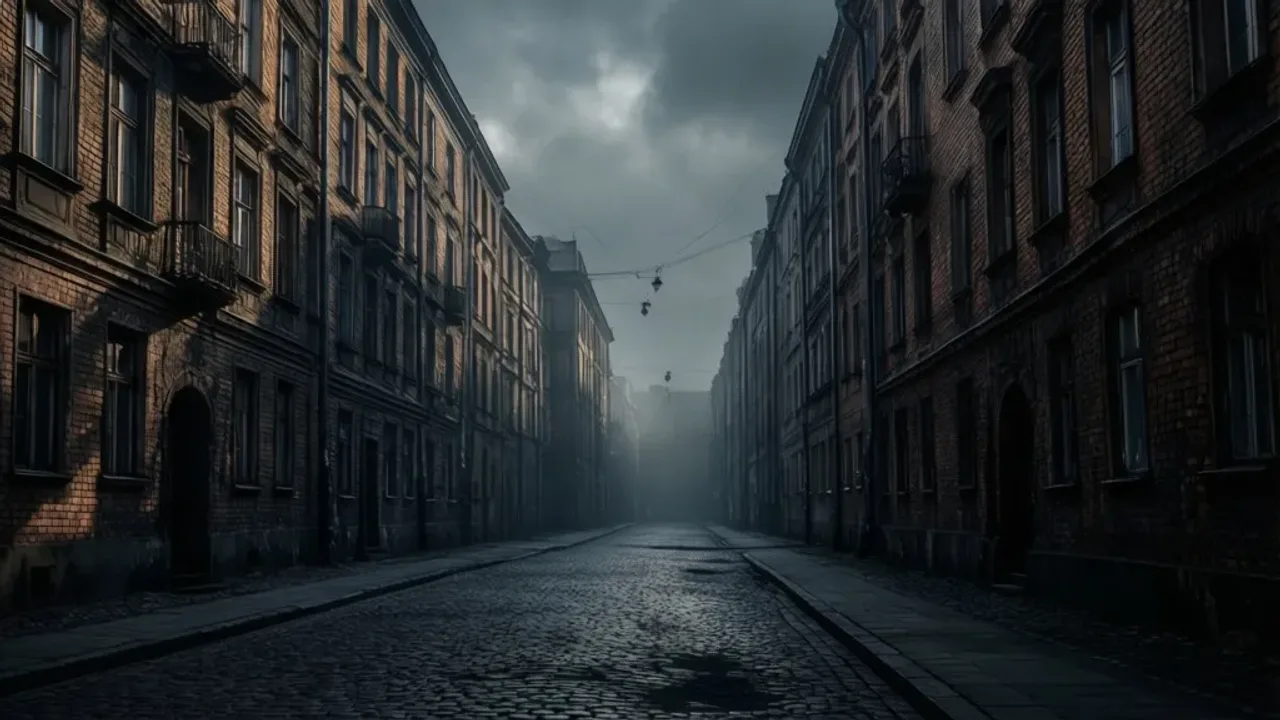 Najniebezpieczniejsza dzielnica Warszawy 2025: Ranking i statystyka policji Nocny widok na kamienice w dzielnicy, która bywa określana jako najniebezpieczniejsza dzielnica Warszawy.